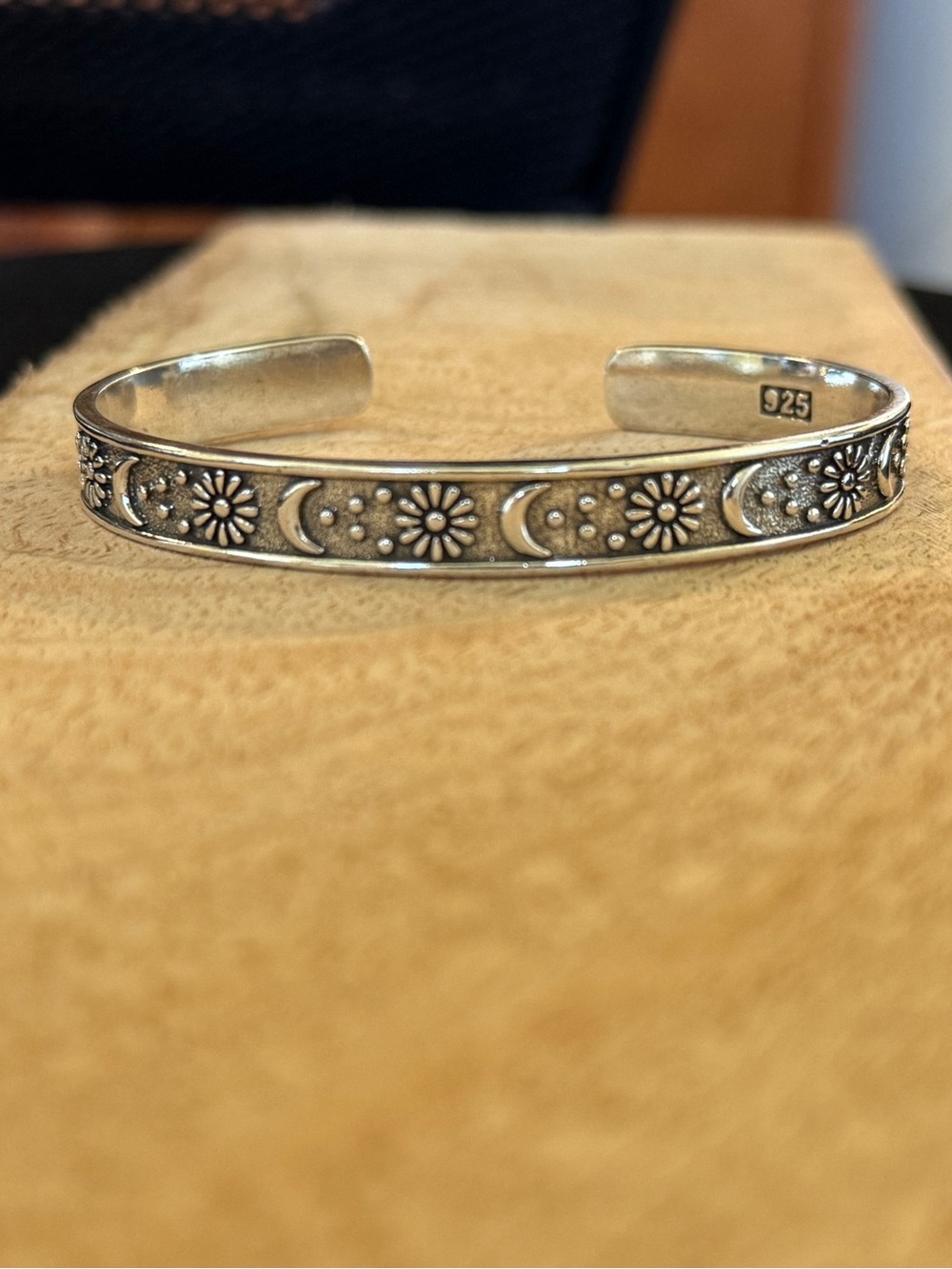 Silver celestial Open Cuff Bracelet - Silver 7 inch